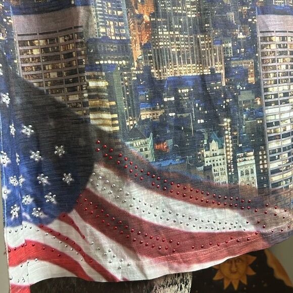 TRUE ROCK Cityscape V-Neck Tee - Blue and White L - Picture 5 of 16